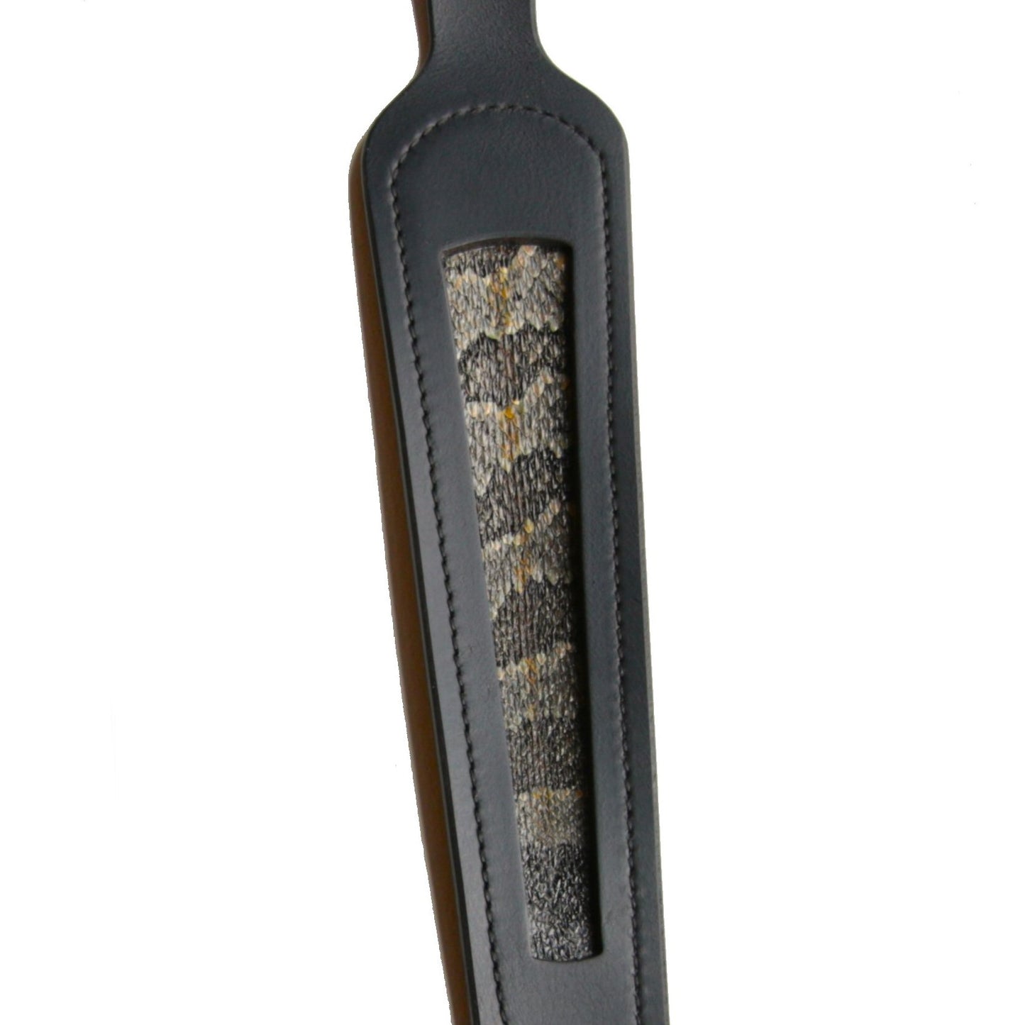 Black Buffalo Leather Cobra Style Gun Sling with Inlaid Timber Rattlesnake Skin