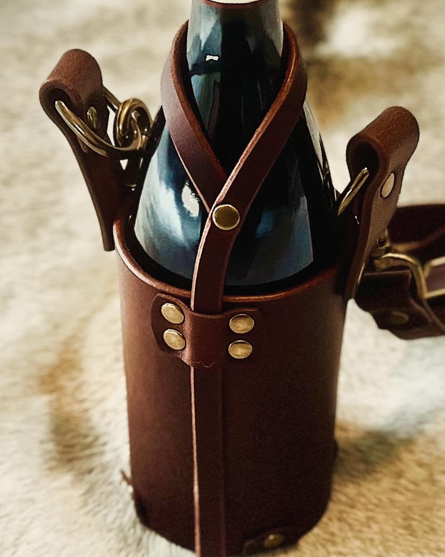 Leather Wine Tote Brown Buffalo Leather