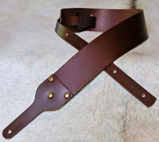 Buffalo Leather Guitar Strap Medium Brown 2.5 Inches Wide