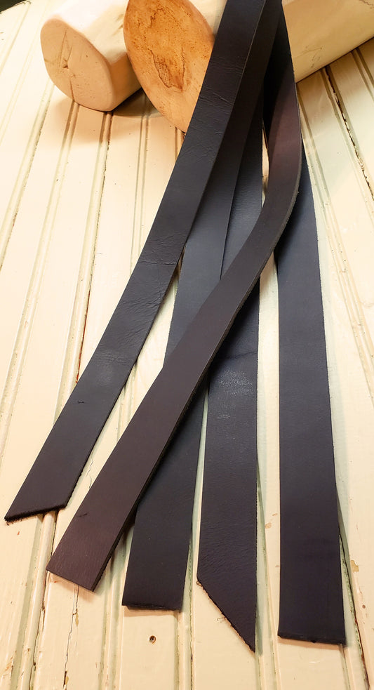 Set of 5 leather straps brown or black buffalo leather straps 1.25 inches wide Seconds/Blems