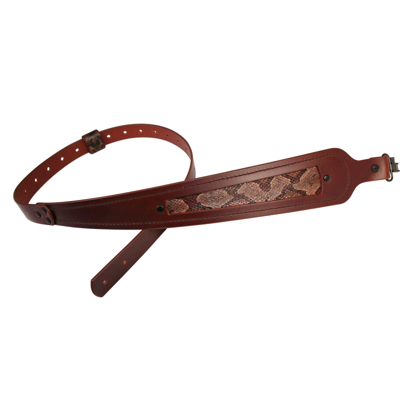 Gun sling with inlaid copperhead snakeskin