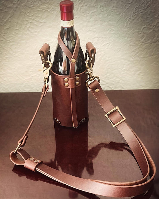 Leather Wine Tote Brown Buffalo Leather
