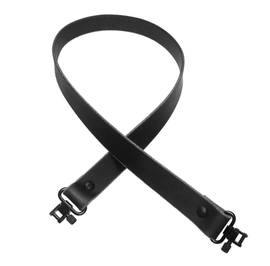 Model FX1-B. Fixed Length 1 Inch Wide Black Buffalo Leather Gun Sling