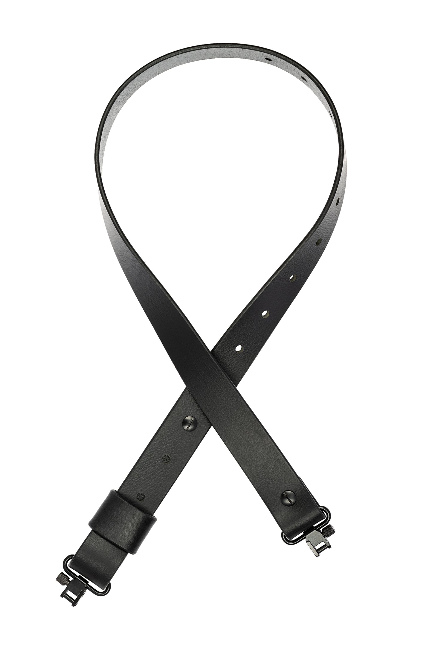 Model BB-Traditional Adjustable Sling. Black Leather. Black Hardware.