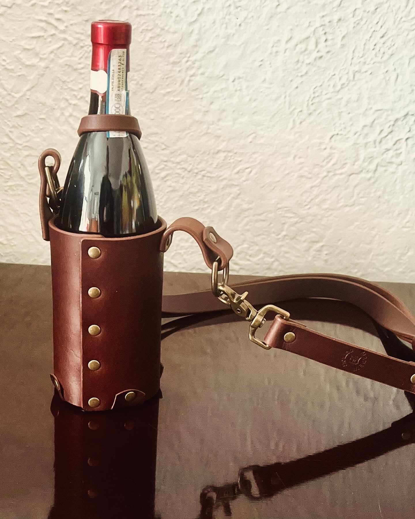 Leather Wine Tote Brown Buffalo Leather