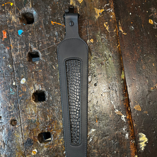 Black Cobra Gun Sling with Inlaid Black Alligator Skin