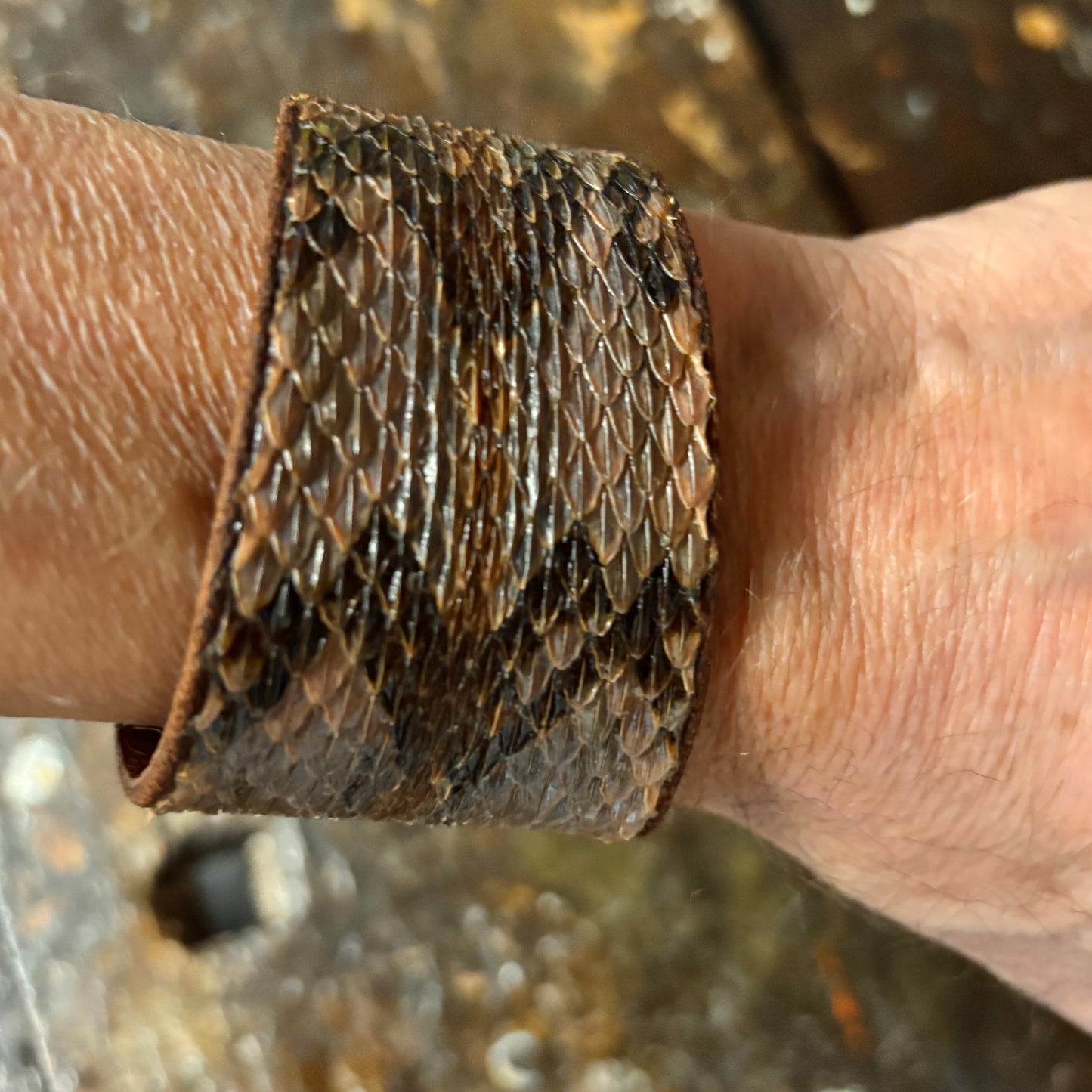 Rattlesnake Leather Cuff Bracelet