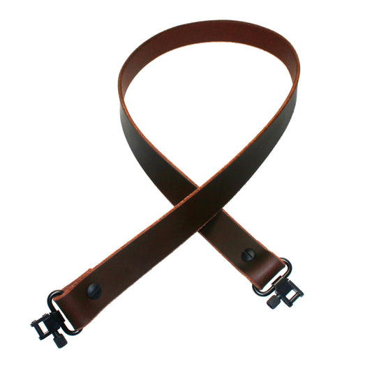 Model FX1- Fixed Length 1 Inch Wide Brown Buffalo Leather Gun Sling.