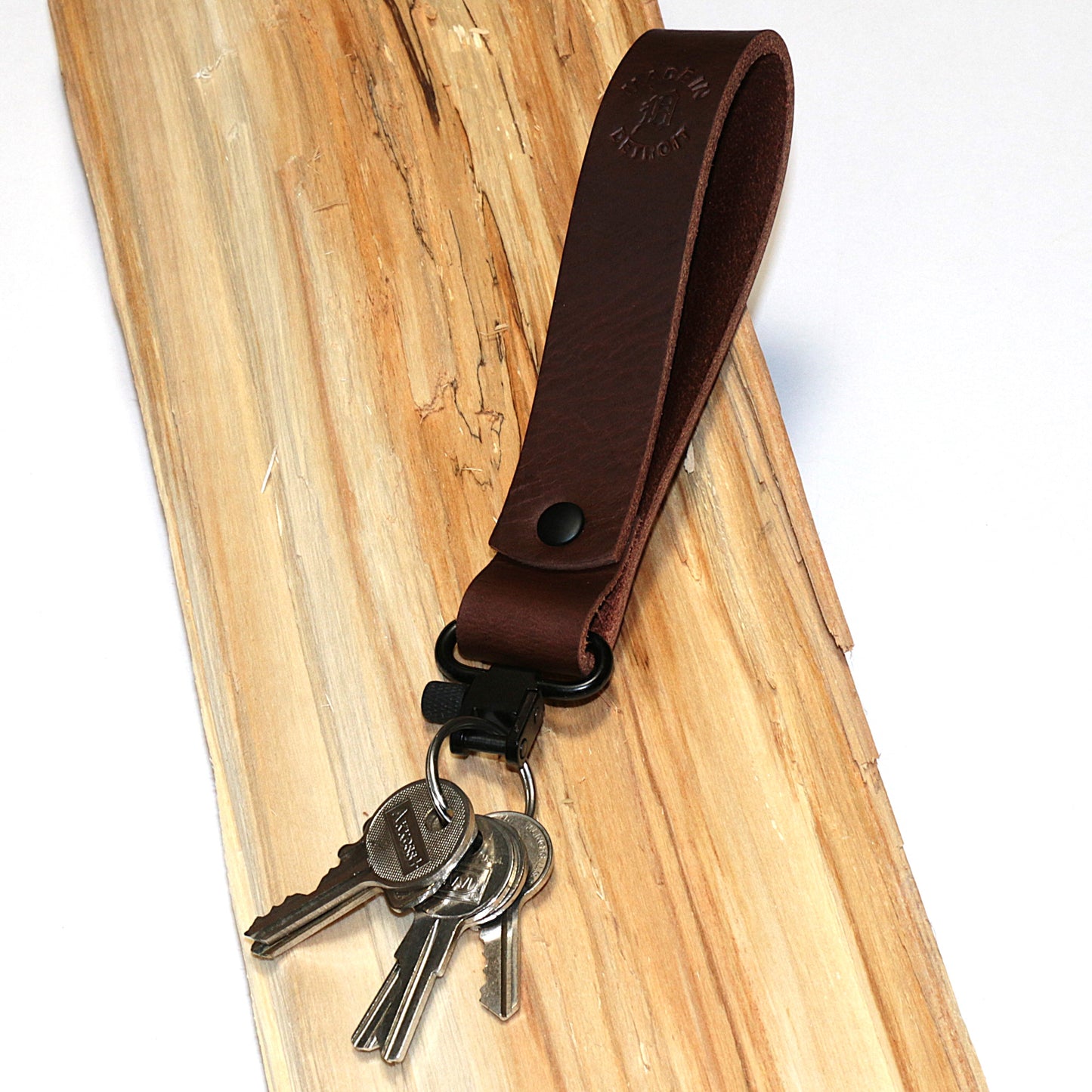 Buffalo Leather Belt Loop Key Fob with Quick-disconnect Sling Swivel