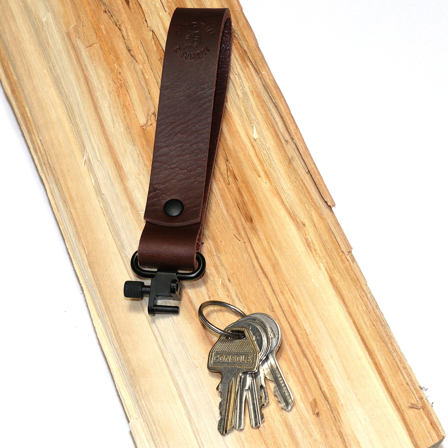 Buffalo Leather Belt Loop Key Fob with Quick-disconnect Sling Swivel
