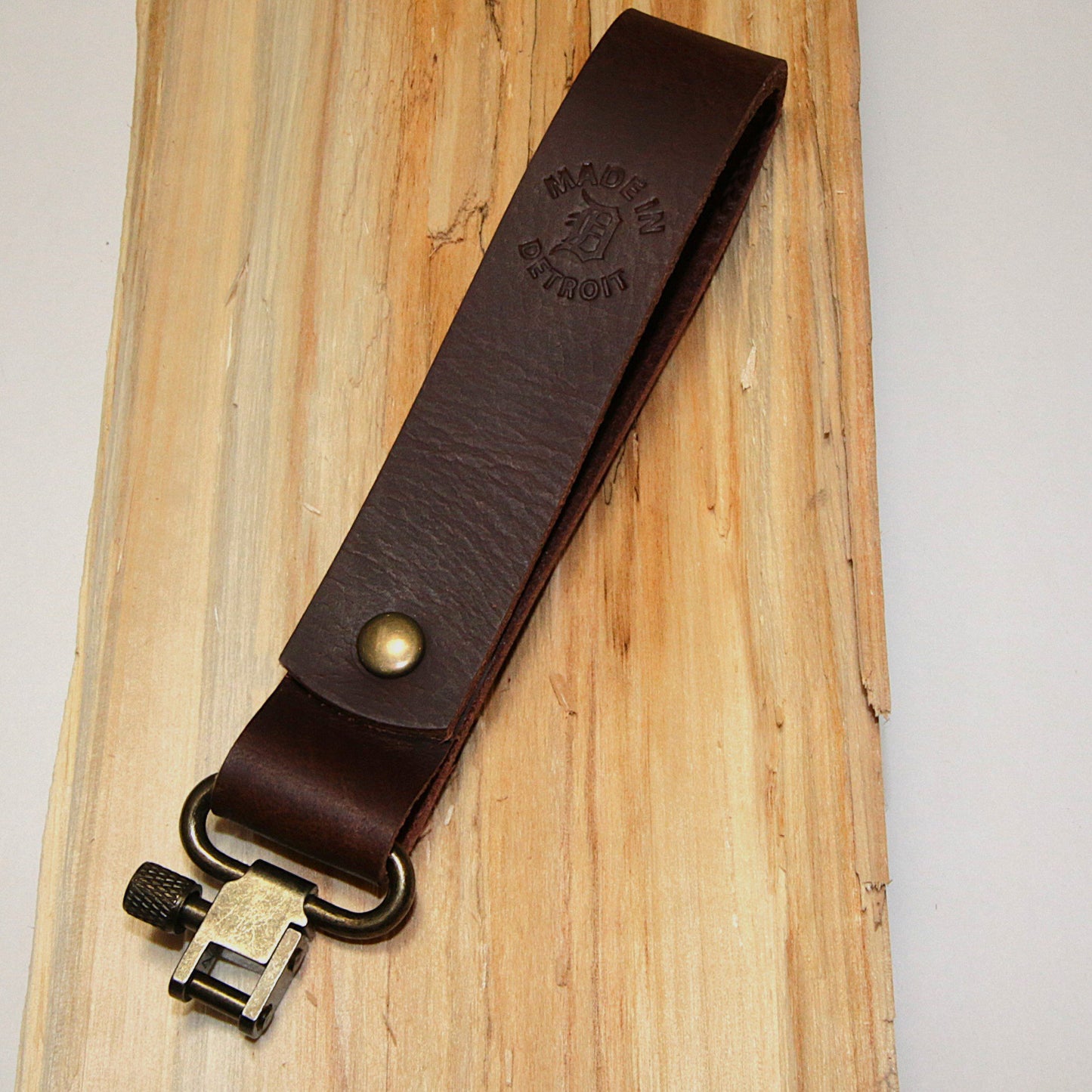 Buffalo Leather Belt Loop Key Fob with Quick-disconnect Sling Swivel