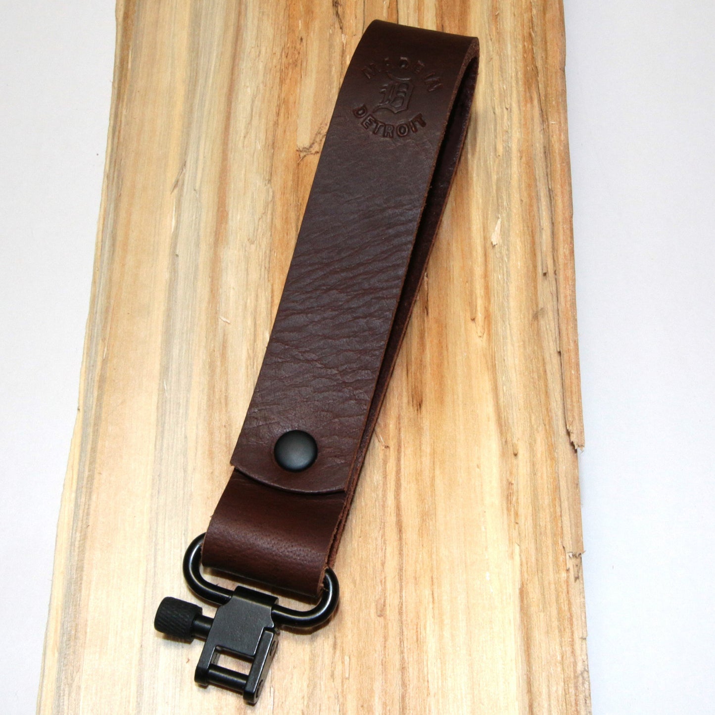 Buffalo Leather Belt Loop Key Fob with Quick-disconnect Sling Swivel