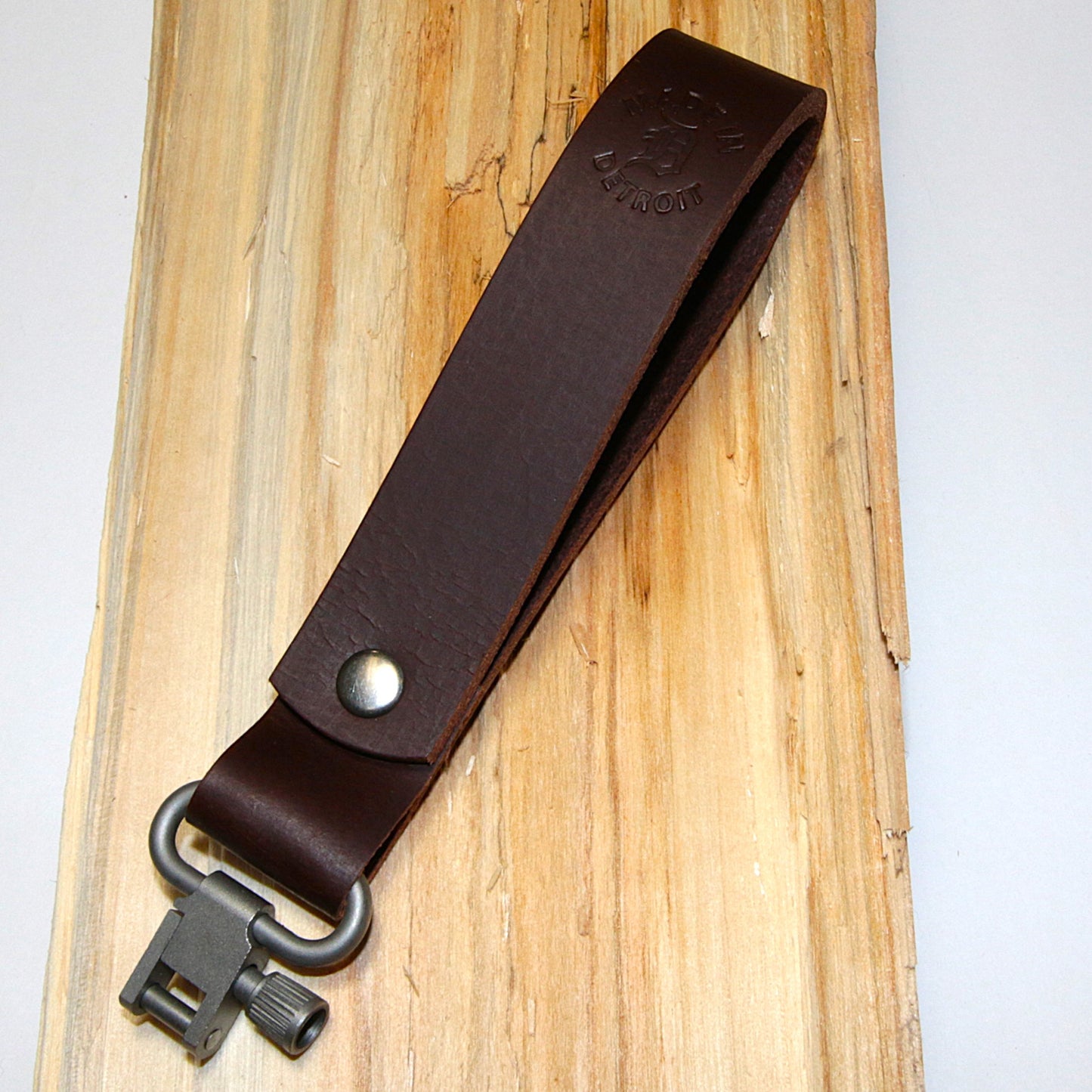Buffalo Leather Belt Loop Key Fob with Quick-disconnect Sling Swivel