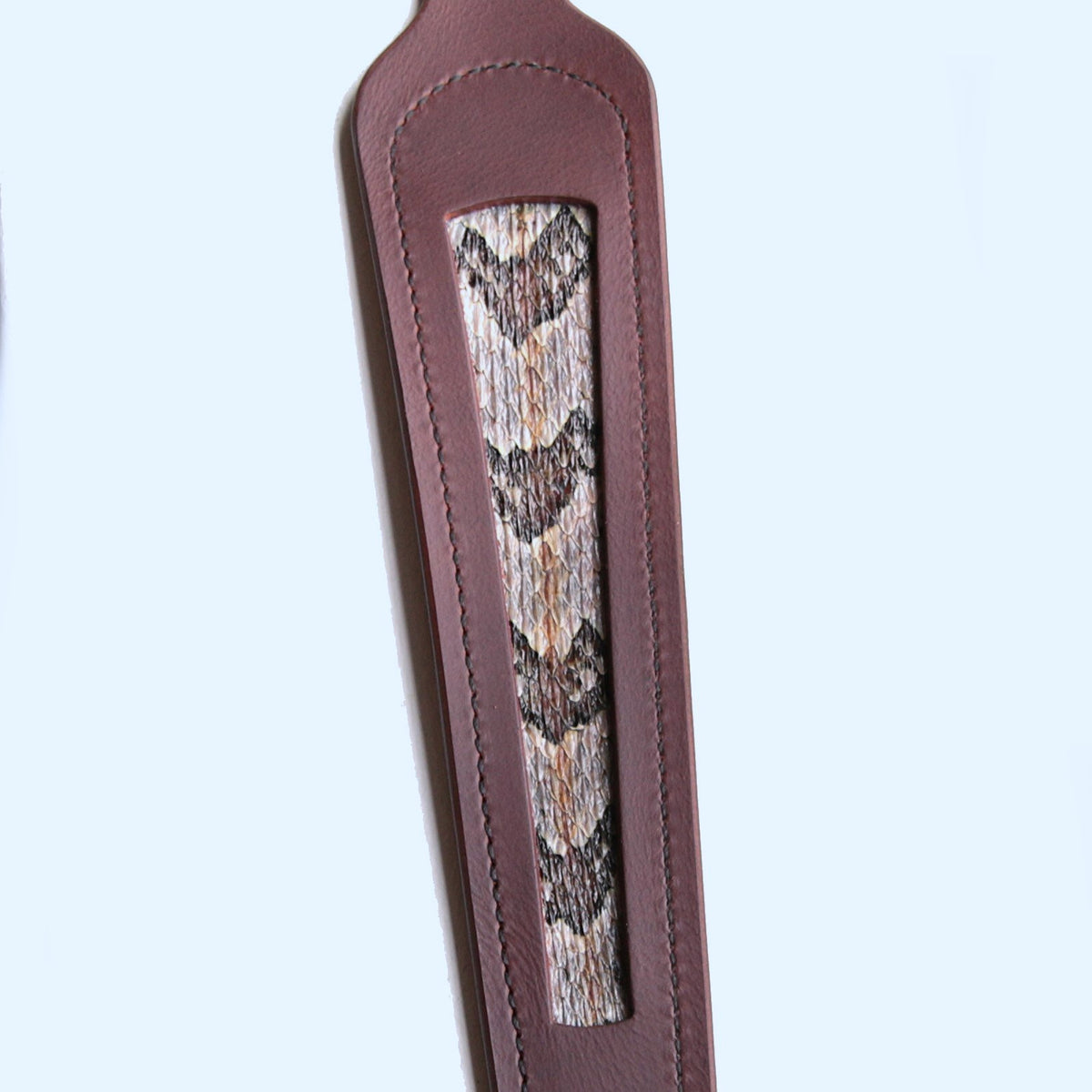 Slung Rattles Brown Buffalo Leather Cobra Style Gun Sling with Inlaid Timber Rattles ...