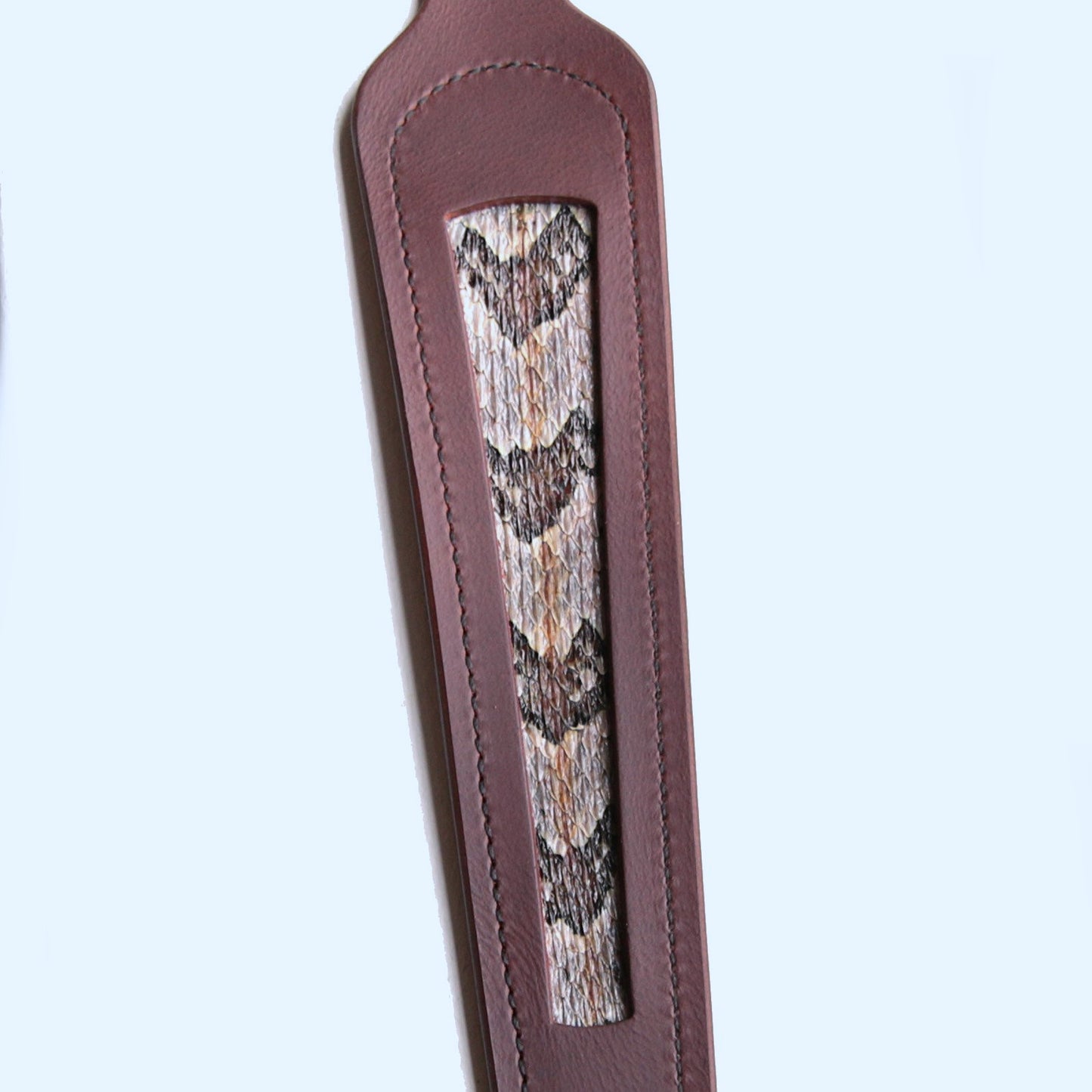 Brown Buffalo Leather Cobra Style Gun Sling with Inlaid Timber Rattlesnake Skin
