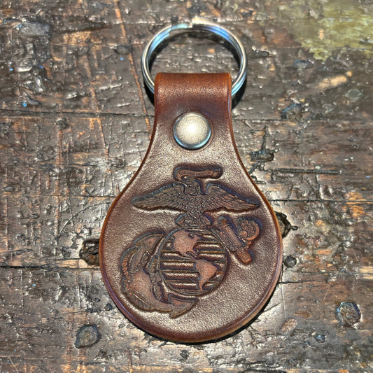 USMC eagle globe and anchor leather key fob