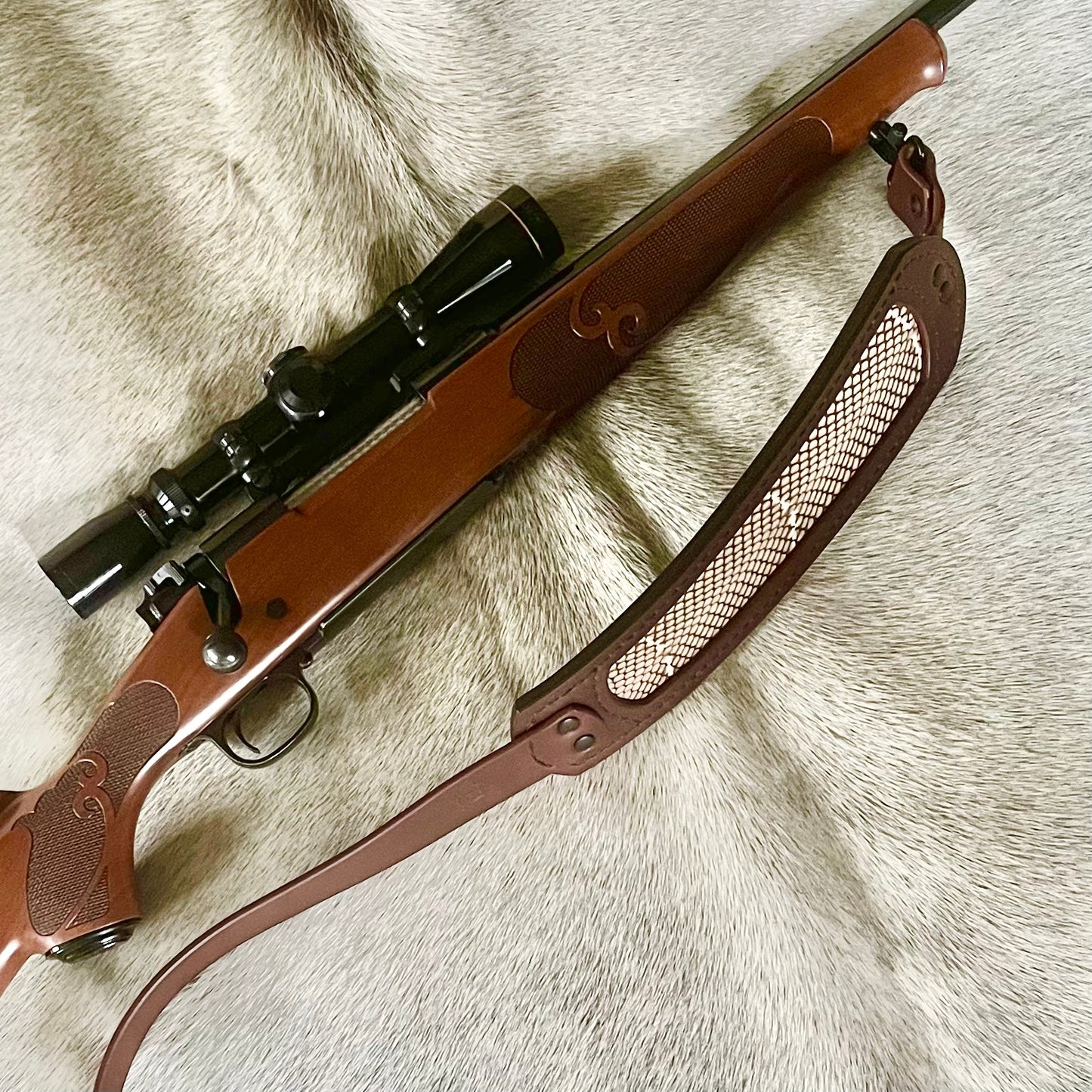 Cobra Style Buffalo Leather Gun Sling With Asian Cobra Leather Inlay
