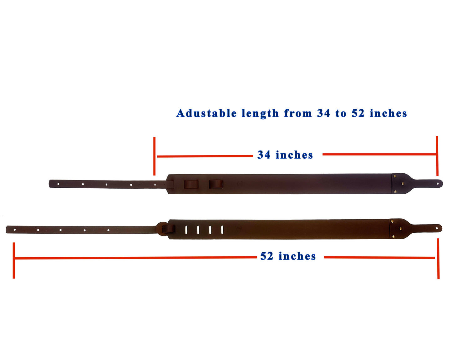 Buffalo Leather Guitar Strap Medium Brown 2.5 Inches Wide