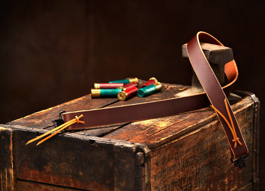 Model FL-Fixed Length Rifle Sling 1.25". Lace Closure. Black Hardware. Customizeable Length